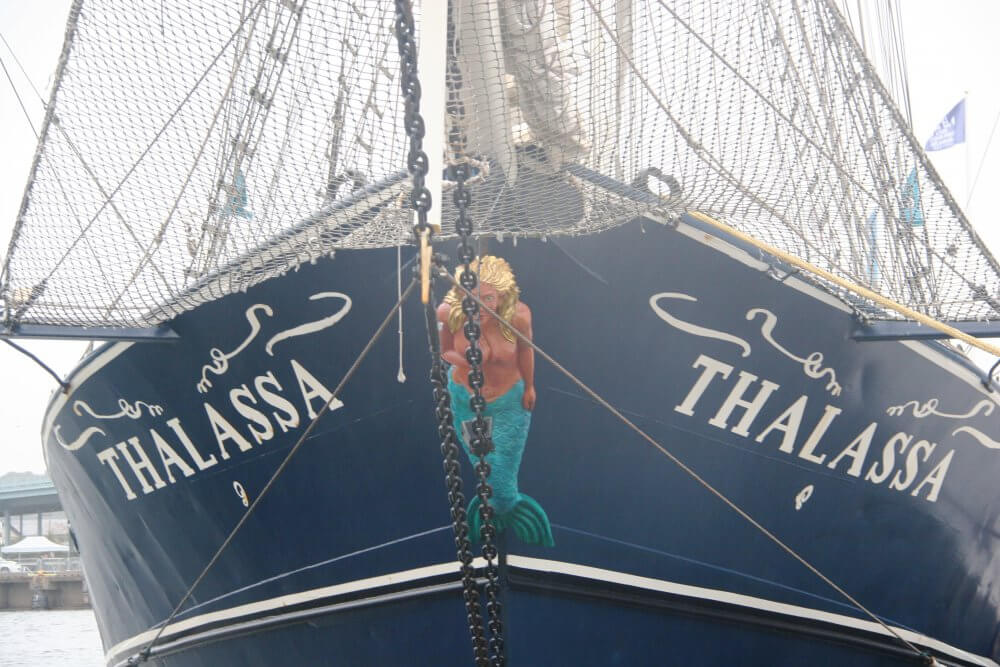 Boegspriet van zeilschip Thalassa - The Tall Ships Races 2022